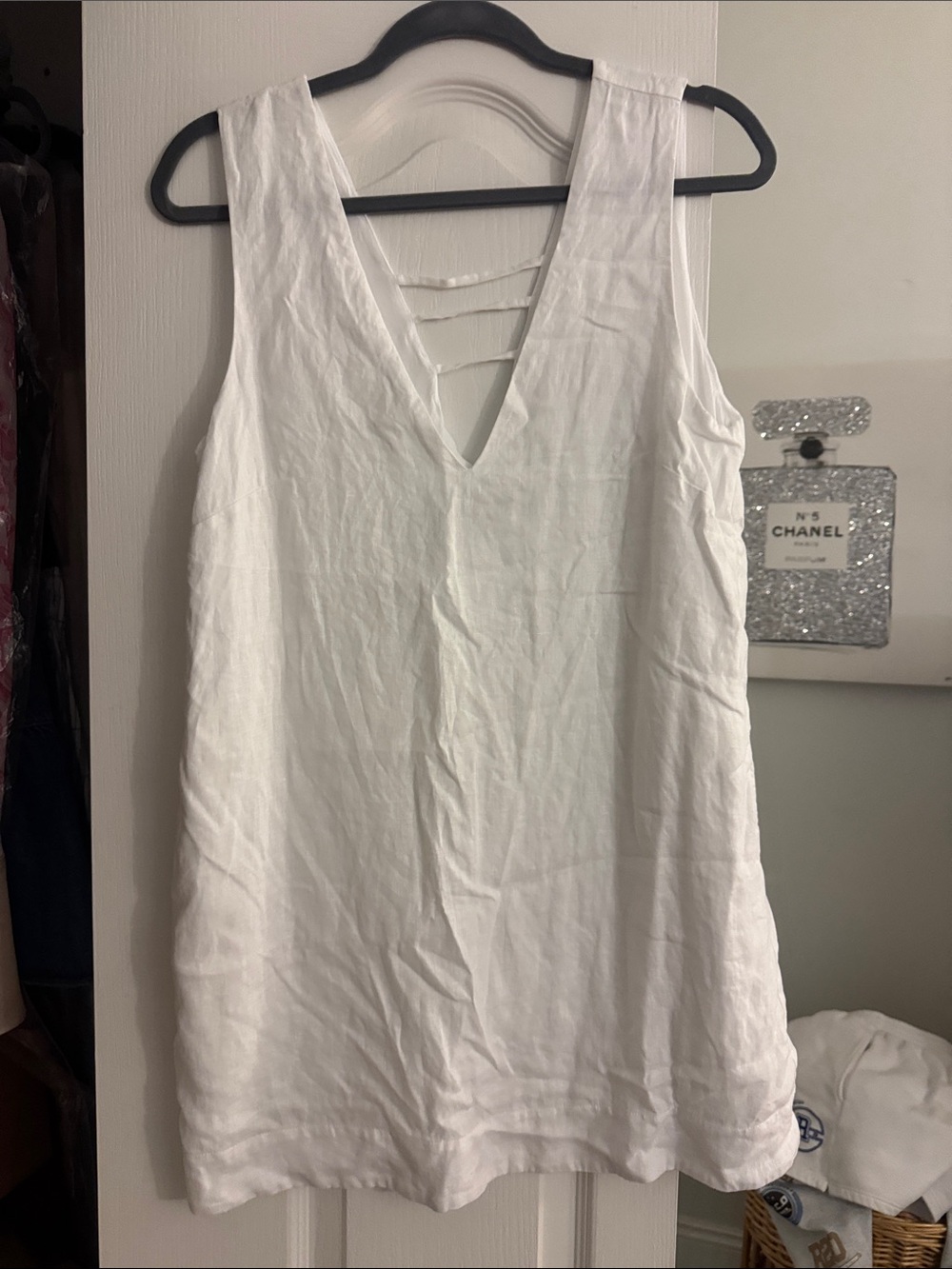 White V-Neck Sleeveless Women's dress favorite daughter